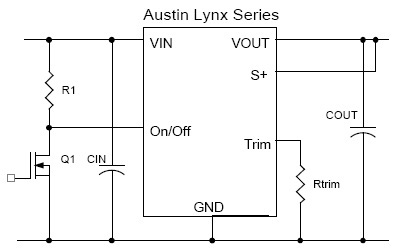 A typical application circuit of an Austin Lynx II DC/DC converter module Austin Lynx II DC/DC converter module